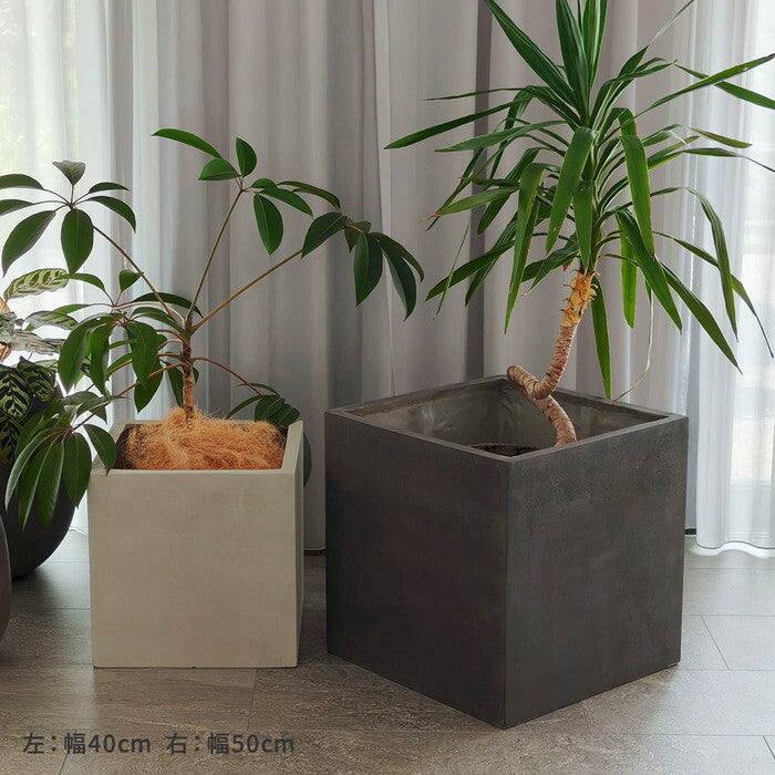 GRITTE グリッテ 石調FRPプランター 幅40 角型 E001-CU400 植木鉢 プランター セメント コンクリート 軽量 大型 36L カバー 庭 ガーデン インテリア 室内 店舗 おしゃれ smi-e001-cu400の画像