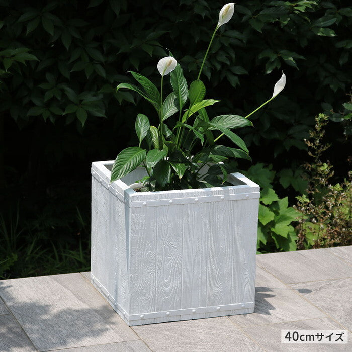 FARBOR ファーバー 木調FRPプランター 幅40 角型 E002-CU400 奥行40 高さ40 植木鉢 プランター 木製 ウッド 軽量 大型 37L カバー 庭 ガーデン インテリア 室内 店舗 おしゃれ smi-e002-cu400の画像