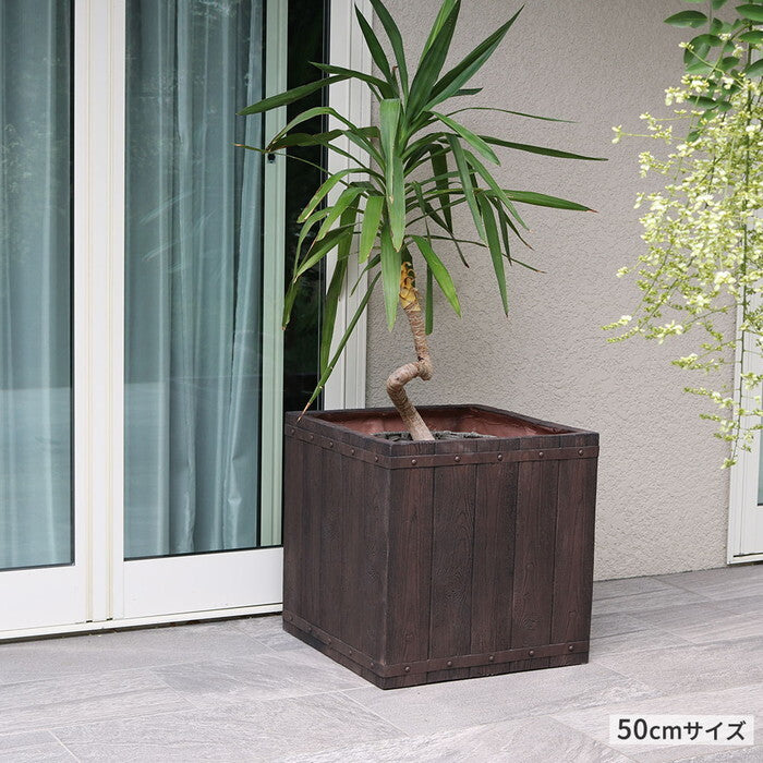 FARBOR ファーバー 木調FRPプランター 幅40 角型 E002-CU400 奥行40 高さ40 植木鉢 プランター 木製 ウッド 軽量 大型 37L カバー 庭 ガーデン インテリア 室内 店舗 おしゃれ smi-e002-cu400の画像