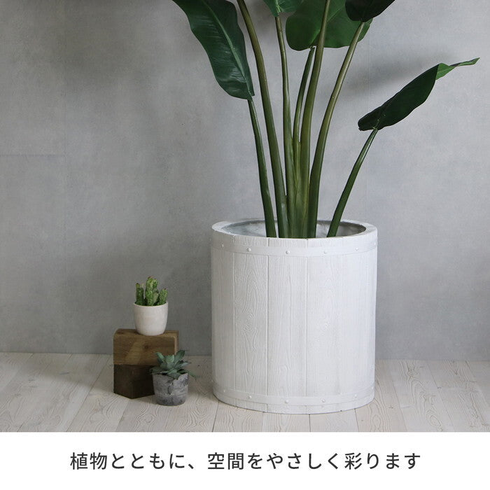 FARBOR ファーバー 木調FRPプランター 幅50 丸型 E002-EN500 直径48 高さ50 植木鉢 プランター 木製 ウッド 軽量 大型 51L カバー 庭 ガーデン インテリア 室内 店舗 おしゃれ smi-e002-en500の画像