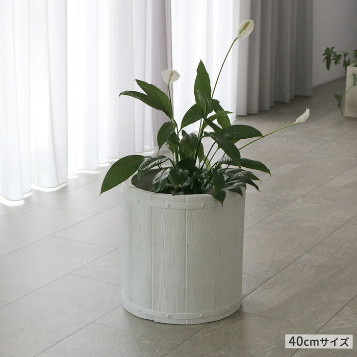 FARBOR ファーバー 木調FRPプランター 幅50 丸型 E002-EN500 直径48 高さ50 植木鉢 プランター 木製 ウッド 軽量 大型 51L カバー 庭 ガーデン インテリア 室内 店舗 おしゃれ smi-e002-en500の画像