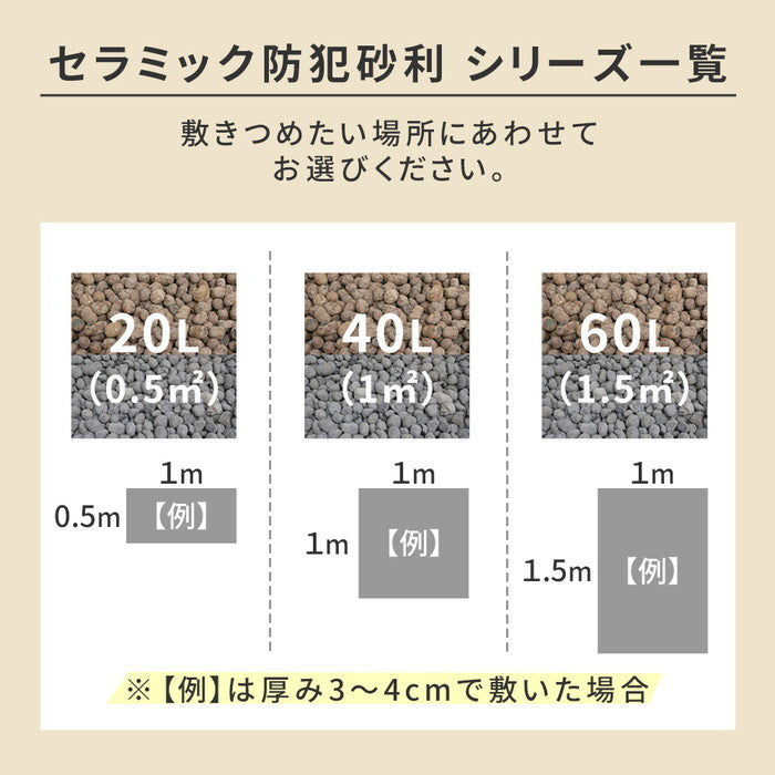音で撃退！ セラミック防犯砂利 40L 1m2 EXBJ-40L 80dB 空き巣 防犯対策 防草 不審者 泥棒よけ 防犯 砂利 ジャリ 石 おしゃれ 庭 ベランダ 侵入防止 smi-exbj-40lの画像