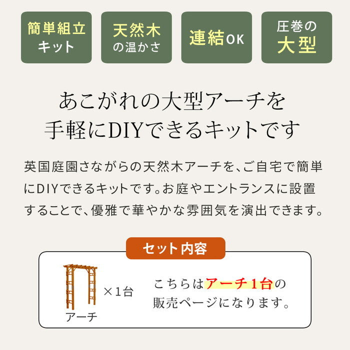 天然木製アーチ 190 1台 Flex Pergola フレックス パーゴラ FLPG-R1900 アーチ 大型 木製 ウッド 門 ゲート パーゴラ diy バラ 棚 オベリスク 幅190 smi-flpg-r1900の画像