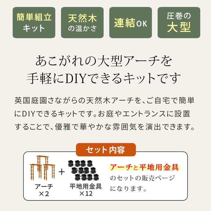 天然木製アーチ 190 3台 平地用金具セット Flex Pergola フレックス パーゴラ FLPG-R1900HB-3PSET アーチ 大型 木製 ウッド 門 ゲート パーゴラ diy バラ 棚 オベリスク 幅190 smi-flpg-r1900hb-3psetの画像
