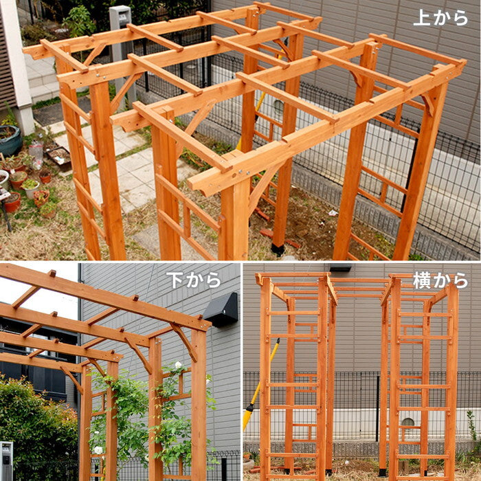 天然木製アーチ 190 1台 土中用金具セット Flex Pergola フレックス パーゴラ FLPG-R1900UB-SET アーチ 大型 木製 ウッド 門 ゲート パーゴラ diy バラ 棚 オベリスク 幅190 smi-flpg-r1900ub-setの画像