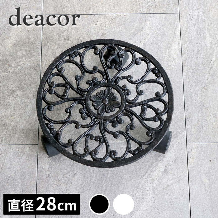 アイアン製プランタースタンド キャスター付 28cm deacor デーコル IF-N0036 花台 鉢置き 鉢 プランター フラワースタンド スタンド ボード 鉄製 スチール おしゃれ smi-if-n0036の画像