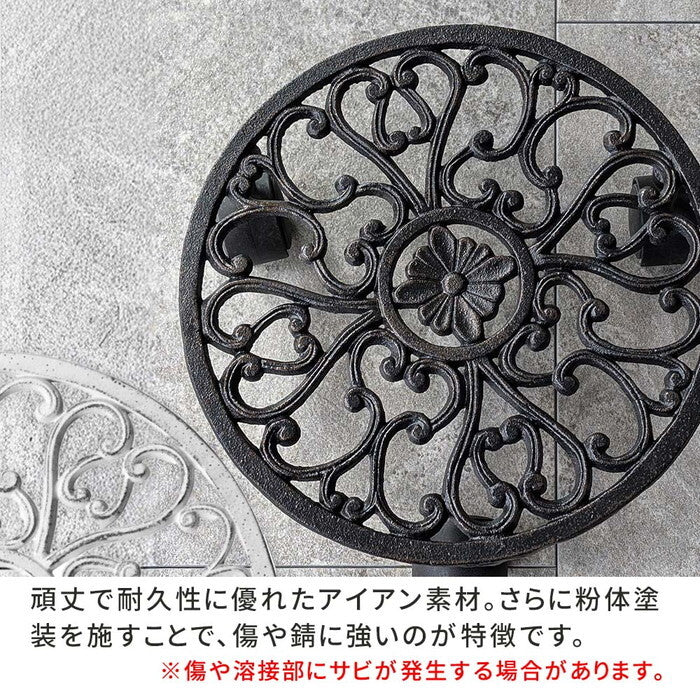 アイアン製プランタースタンド キャスター付 28cm deacor デーコル IF-N0036 花台 鉢置き 鉢 プランター フラワースタンド スタンド ボード 鉄製 スチール おしゃれ smi-if-n0036の画像
