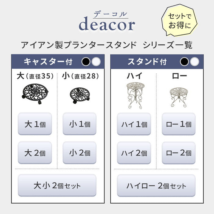 アイアン製プランタースタンド 脚付き ハイロー2個セット deacor デーコル IF-N003839-2P 高さ27/40cm 花台 鉢置き 鉢 プランター フラワースタンド スタンド ボード 鉄製 スチール おしゃれ 室内 インテリア smi-if-n003839-2pの画像
