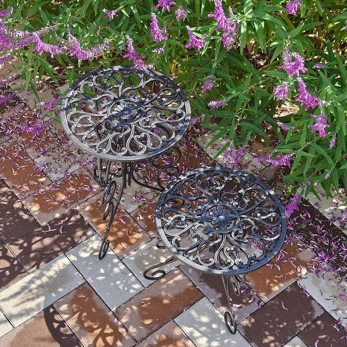 アイアン製プランタースタンド 脚付き ハイロー2個セット deacor デーコル IF-N003839-2P 高さ27/40cm 花台 鉢置き 鉢 プランター フラワースタンド スタンド ボード 鉄製 スチール おしゃれ 室内 インテリア smi-if-n003839-2pの画像