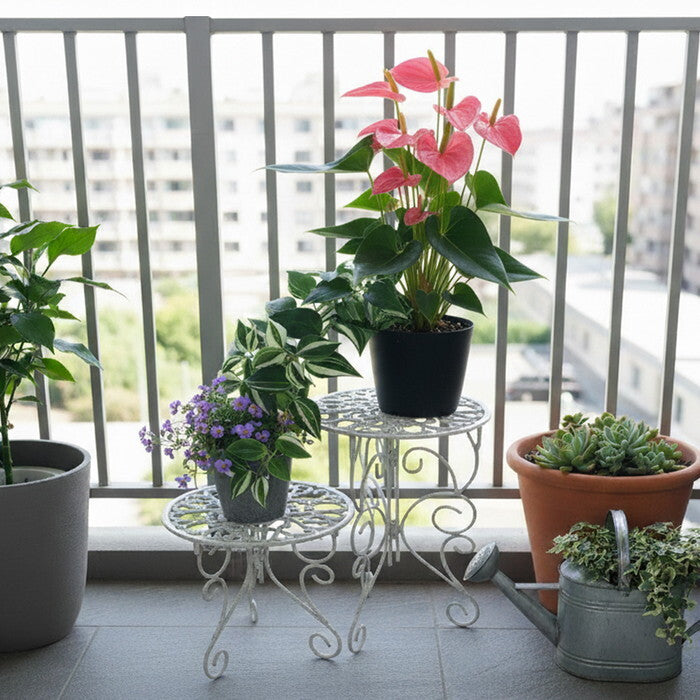 アイアン製プランタースタンド 脚付き ハイロー2個セット deacor デーコル IF-N003839-2P 高さ27/40cm 花台 鉢置き 鉢 プランター フラワースタンド スタンド ボード 鉄製 スチール おしゃれ 室内 インテリア smi-if-n003839-2pの画像