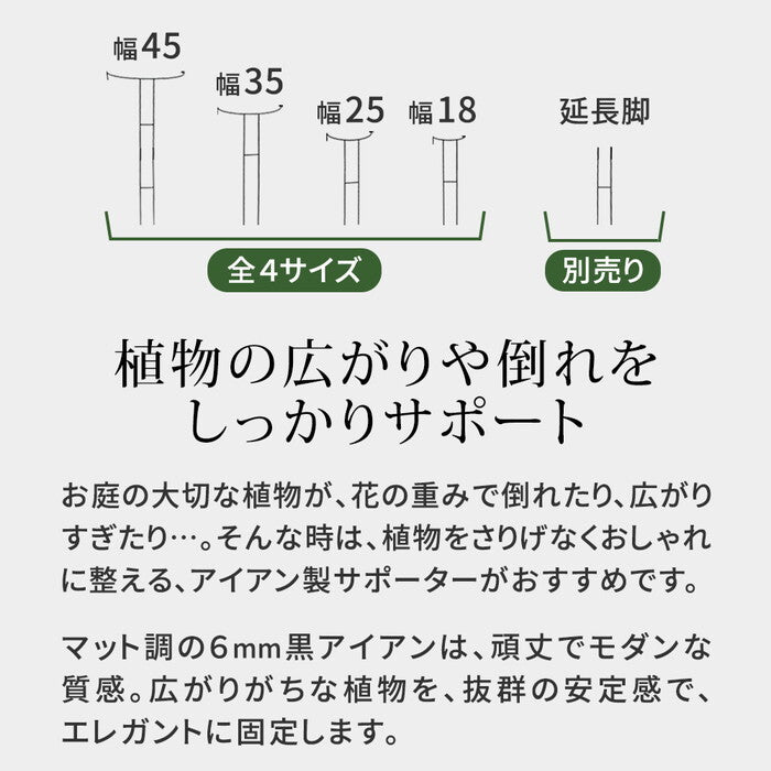 アイアン製植物サポーター 延長脚 8本セット IF-N0051-8P 脚のみ 高さ47cm ハーフリング 倒れ防止 広がり抑制 スチール 鉄製 支柱 園芸 植物サポート フラワーサポート 菜園 花壇 smi-if-n0051-8pの画像