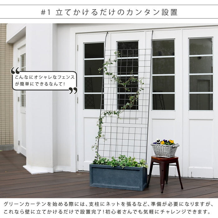 アイアン製グリーンカーテン グラフ 2枚組 フェンス アイアン グリーンカーテン ゴーヤ 薔薇 バラ 朝顔 庭 ベランダ ガーデニング 枠 柵 仕切り 目隠し 境目 アンティーク トレリス 園芸 ラティス 屋外 smi-ifgc014-2p-slvの画像