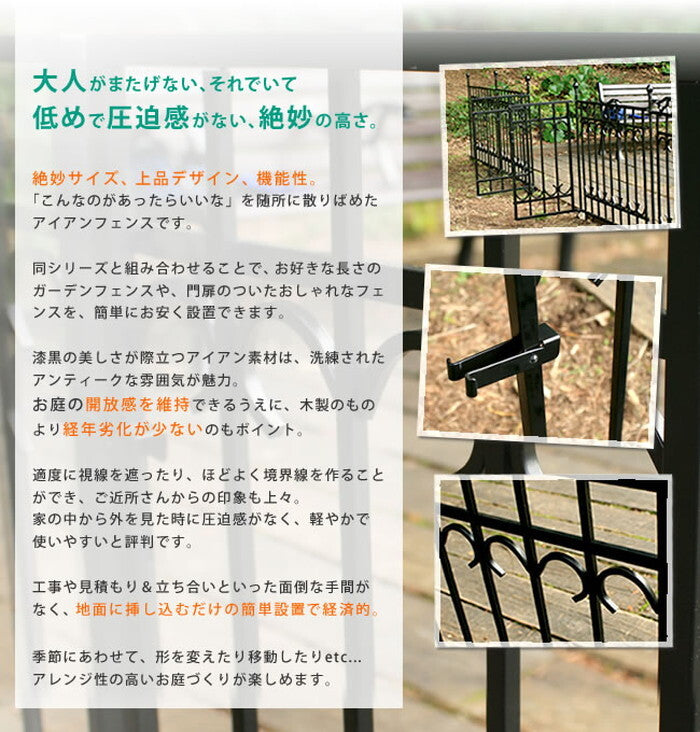 パークアベニューフェンス基本セット フェンス ゲート 扉 アイアン ガーデンフェンス ガーデニング 枠 柵 仕切り 目隠し 境目 クラシカル アンティーク トレリス つる 薔薇 バラ 朝顔 園芸 ラティス smi-ipn-7021f-setの画像