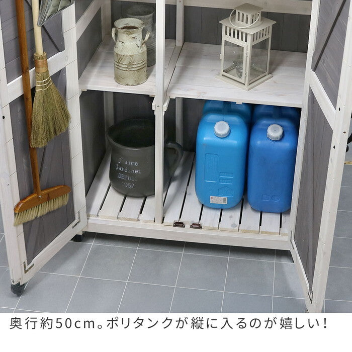 三角屋根収納庫 KGRS1600 160cm 木製 ウッド 物置 木製物置 収納庫 屋外 収納 倉庫 スリム diy ベランダ 庭 ナチュラル おしゃれ smi-kgrs1600-2の画像