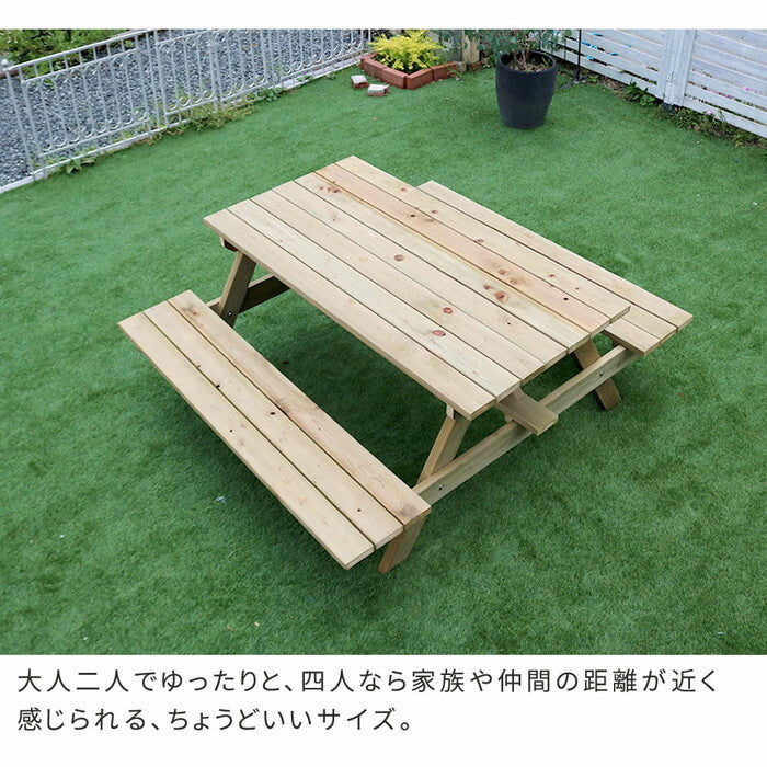 日本製ひのきピクニックテーブル 防腐加工 無塗装 smi-kspm-149ntuの画像