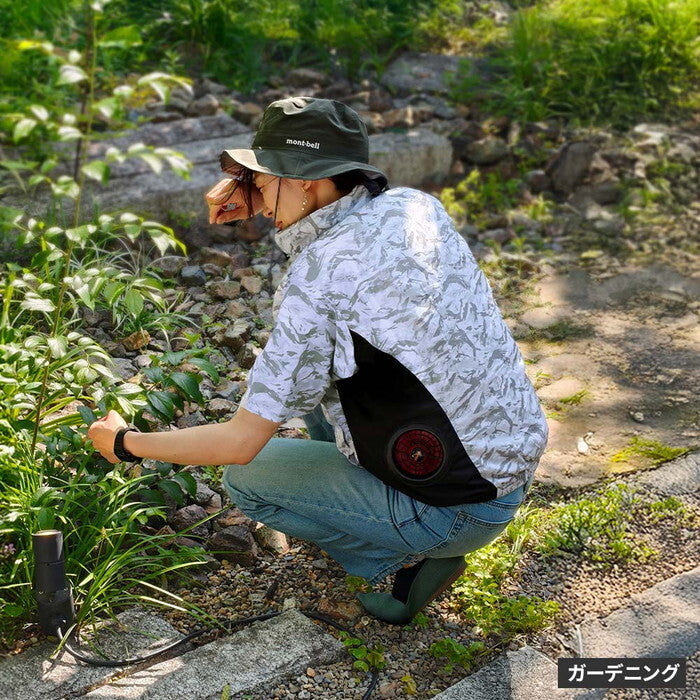 空調冷風ウェア 半袖 ・フルセット 30V KW-ALL24-SS バッテリー 20000mAh 大容量 高出力 UVカット 撥水 横 サイド ファン クール 風 空調 服 女性もOK 建設 作業服 熱中症 暑さ対策 夏 アウトドア 釣り smi-kw-all24-ssの画像