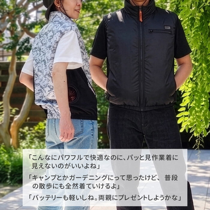 空調冷風ウェア ベスト ・フルセット 30V KW-ALL24-VE バッテリー 20000mAh 大容量 高出力 UVカット 撥水 横 サイド ファン クール 風 空調 服 女性もOK 建設 作業服 熱中症 暑さ対策 夏 アウトドア 釣り smi-kw-all24-veの画像