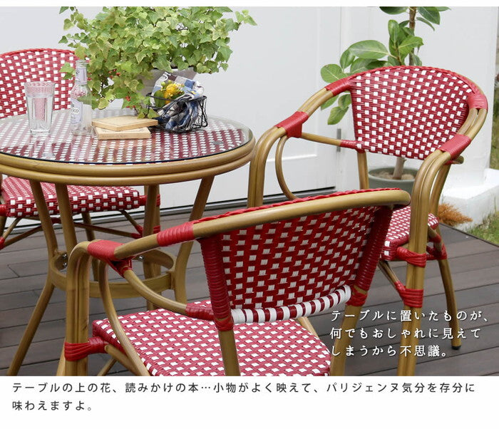 チェア2脚セット プレジール 簡単組立 ガーデン PEラタン テラス 庭 レッド ブラック アルミ モダン イングリッシュガーデン ファニチャー 椅子 イス シンプル 欧州 インテリア 家具 ガーデン カフェ smi-pls-ch-2pの画像