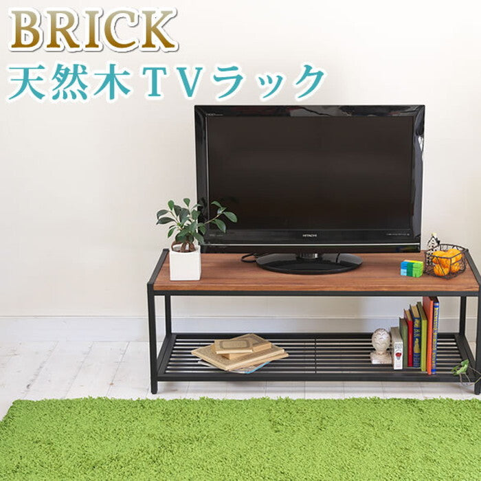天然木製テレビラック ローラック 簡単組立 テレビボード アンティーク モダン ナチュラル ミッドセンチュリー ウッド スタイリッシュ シンプル シェルフ ラック インテリア 家具 天然 おしゃれ カフェ 北欧 木目 smi-pr-tv1130brnの画像