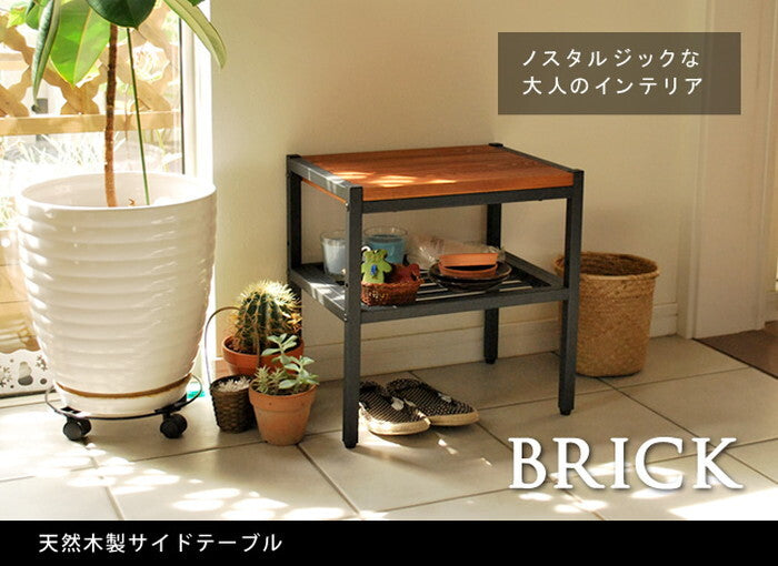 天然木製サイドテーブル 簡単組立 テーブル リビング アンティーク モダン ナチュラル オイル ミッドセンチュリー ウッド スタイリッシュ シンプル サイドテーブルインテリア 家具 天然 おしゃれ カフェ 北欧 木目 smi-pt-400brnの画像