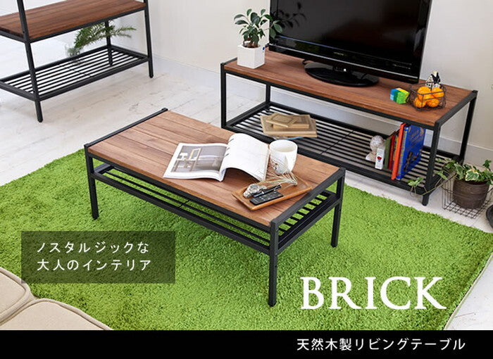 天然木製リビングテーブル 簡単組立 テーブル リビング アンティーク モダン ナチュラル オイル ミッドセンチュリー ウッド スタイリッシュ シンプル シェルフ ラック ハンガー インテリア 家具 天然 おしゃれ カフェ 北欧 木目 smi-pt-900brnの画像