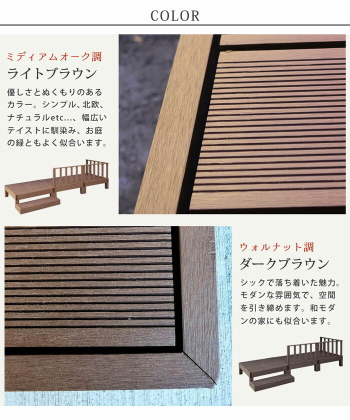 人工木ウッドデッキ ecofeel エコフィール 3台 ステップ・フェンスセット PWDE-3P-SFSET smi-pwde-3p-sfsetの画像