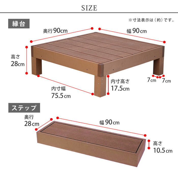 人工木ウッドデッキ ecofeel エコフィール 4台 ステップセット PWDE-4P-STP smi-pwde-4p-stpの画像