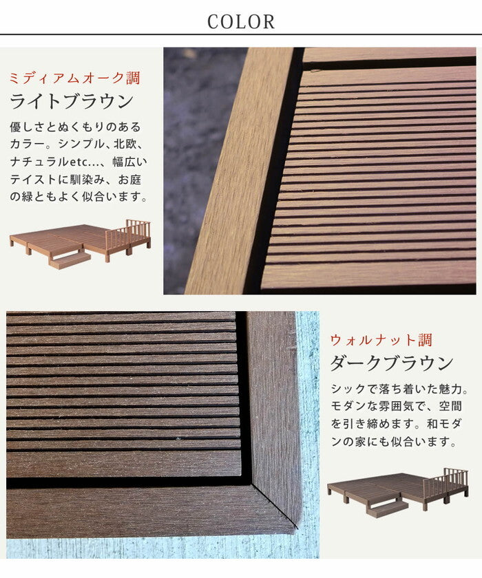人工木ウッドデッキ ecofeel エコフィール 8台 ステップ・フェンスセット PWDE-8P-SFSET smi-pwde-8p-sfsetの画像
