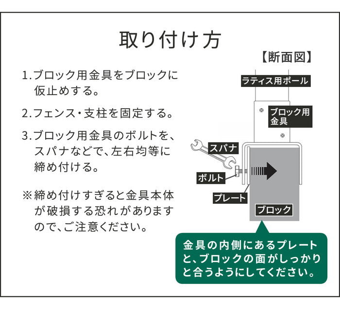 ラティス・フェンス支柱固定金具ブロック用15cm 4個 S-BB7215-4P smi-s-bb7215-4pの画像