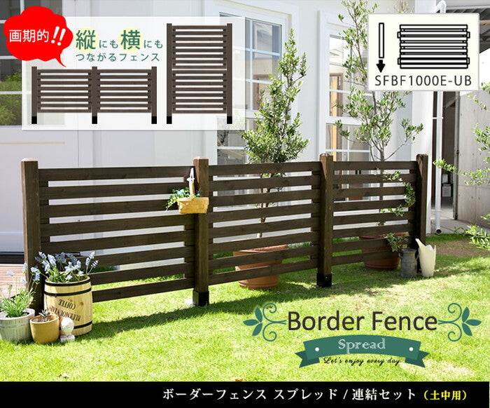 ボーダーフェンス スプレッド 連結セット/土中用 フェンス 木製フェンス ウッドフェンス 天然木製 ガーデンフェンス ガーデニング 枠 柵 仕切り 目隠し 境目 クラシカル アンティーク トレリス ベランダ つる 薔薇 バラ 朝顔 園芸 ラティス smi-sfbf1000e-ubの画像
