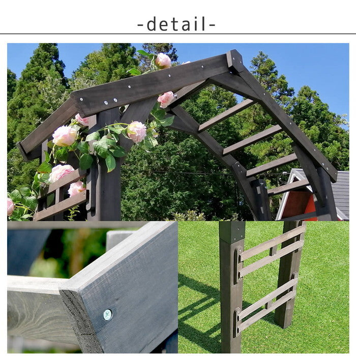 天然木製三角アーチ アーチ単品 WOOD CHURCH ウッドチャーチ アーチ 門 木製 diy キット つるバラ 薔薇 庭 入口 ホワイト ダークブラウン おしゃれ 北欧 ガーデニング 屋外 蔦 ガーデン家具 エクステリア ロマンチック トレリス ガーデンファニチャー 組立式 smi-tr-2100の画像