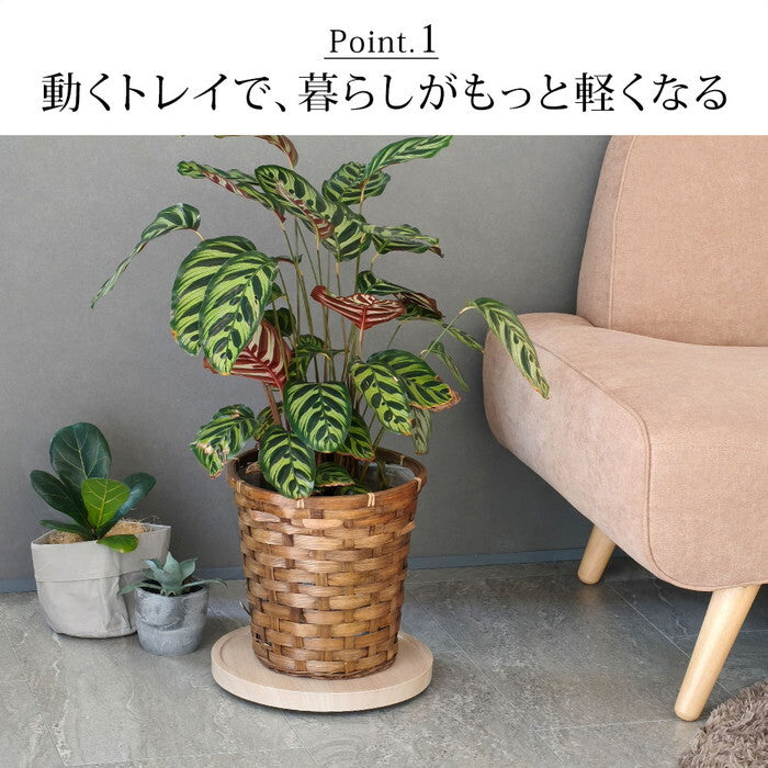 天然素材調のマルチトレー キャスター付 丸型30cm/角型40cm TR-CS スタンド ベース プランター 植物 フラワー 家電 空気清浄機 台車 台 花台 キャリー 木目 大理石調 植木鉢 鉢置き おしゃれ インテリア 室内 ベランダ smi-tr-csの画像