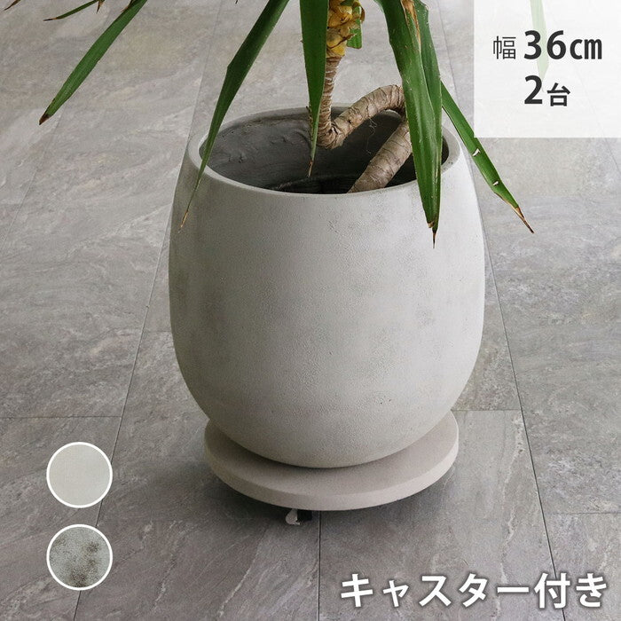 セメント製キャスター付きプランターキャリー36cm 2台組 TR360-2P 直径36 スタンド フラワースタンド ベース キャスター 台車 鉢置き 花台 プランター おしゃれ インテリア 室内 ベランダ ガーデン smi-tr360-2pの画像