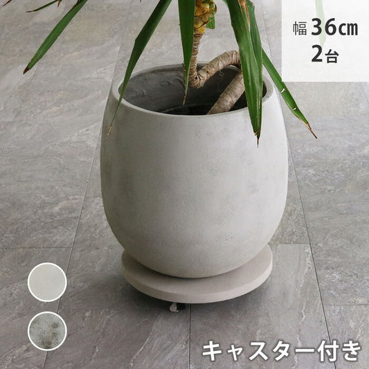 セメント製キャスター付きプランターキャリー36cm 2台組 TR360-2P 直径36 スタンド フラワースタンド ベース キャスター 台車 鉢置き 花台 プランター おしゃれ インテリア 室内 ベランダ ガーデン smi-tr360-2pの画像
