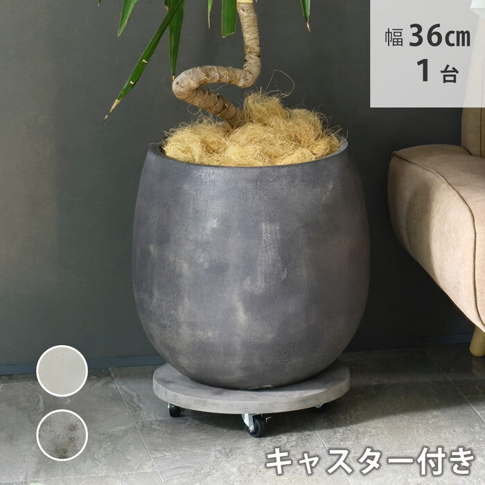 セメント製キャスター付きプランターキャリー36cm TR360 直径36 スタンド フラワースタンド ベース キャスター 台車 鉢置き 花台 プランター おしゃれ インテリア 室内 ベランダ ガーデン smi-tr360の画像