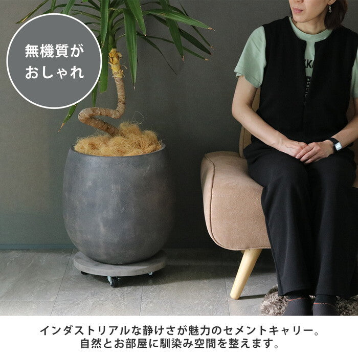 セメント製キャスター付きプランターキャリー36cm TR360 直径36 スタンド フラワースタンド ベース キャスター 台車 鉢置き 花台 プランター おしゃれ インテリア 室内 ベランダ ガーデン smi-tr360の画像
