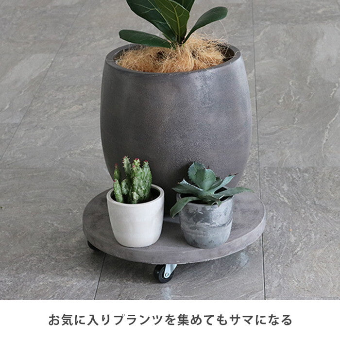 セメント製キャスター付きプランターキャリー36cm TR360 直径36 スタンド フラワースタンド ベース キャスター 台車 鉢置き 花台 プランター おしゃれ インテリア 室内 ベランダ ガーデン smi-tr360の画像