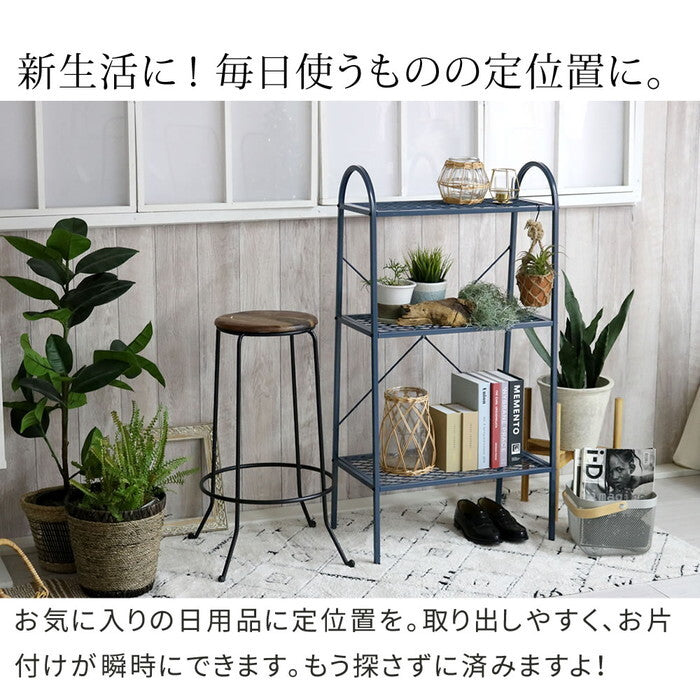 オープン３段ラック TWILL ツイル TW002 ラック シェルフ 棚 オープンシェルフ３段 スチール アイアン 幅60 フラワー スタンド 花台 植木鉢 プランター 室内 屋外 店舗 オフィス スリム おしゃれ 収納 プランター 間仕切り パーテーション 目隠し smi-tw002の画像