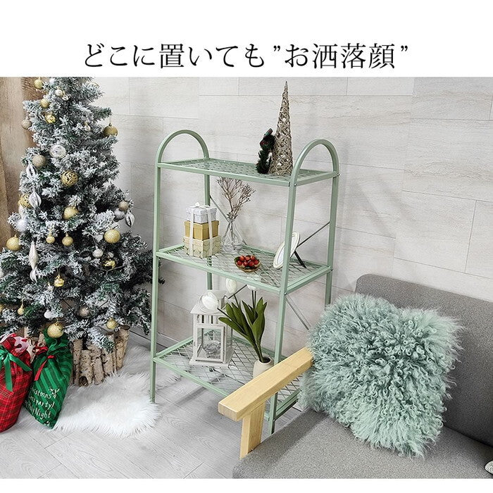 オープン３段ラック TWILL ツイル TW002 ラック シェルフ 棚 オープンシェルフ３段 スチール アイアン 幅60 フラワー スタンド 花台 植木鉢 プランター 室内 屋外 店舗 オフィス スリム おしゃれ 収納 プランター 間仕切り パーテーション 目隠し smi-tw002の画像