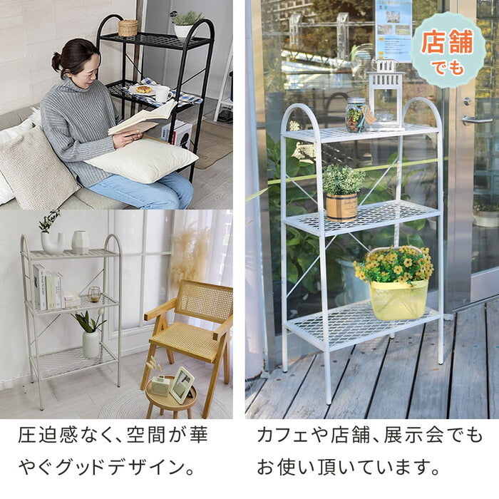 オープン３段ラック TWILL ツイル TW002 ラック シェルフ 棚 オープンシェルフ３段 スチール アイアン 幅60 フラワー スタンド 花台 植木鉢 プランター 室内 屋外 店舗 オフィス スリム おしゃれ 収納 プランター 間仕切り パーテーション 目隠し smi-tw002の画像