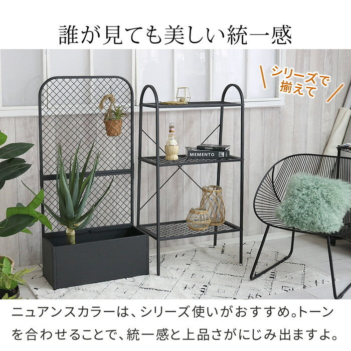 オープン３段ラック TWILL ツイル TW002 ラック シェルフ 棚 オープンシェルフ３段 スチール アイアン 幅60 フラワー スタンド 花台 植木鉢 プランター 室内 屋外 店舗 オフィス スリム おしゃれ 収納 プランター 間仕切り パーテーション 目隠し smi-tw002の画像