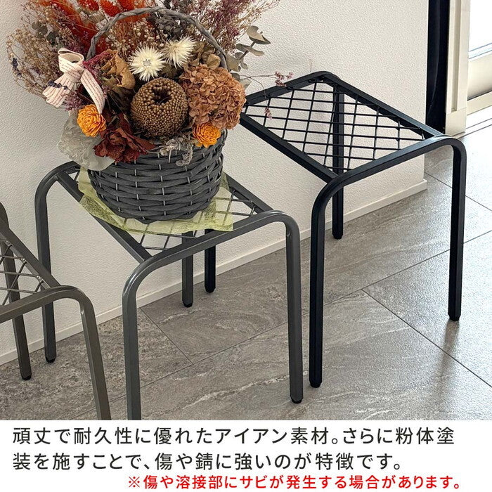 アイアンプランタースタンド TWILL ツイル ハイサイズ 2個組 TW009-2P 幅25 高さ35 フラワースタンド 網 脚付き ガーデンラック 鉢置き 園芸ラック 花台 花置き棚 ガーデニング 屋外 室内 玄関 庭 ベランダ smi-tw009-2pの画像