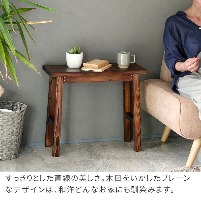 焼杉スツール風スタンド 中サイズ YT-6052Y 幅60 コンソールテーブル サイドテーブル テーブル ラック スタンド プランター 花台 台 木製 ウッド おしゃれ 玄関 室内 リビング ガーデン インテリア smi-yt-6052yの画像
