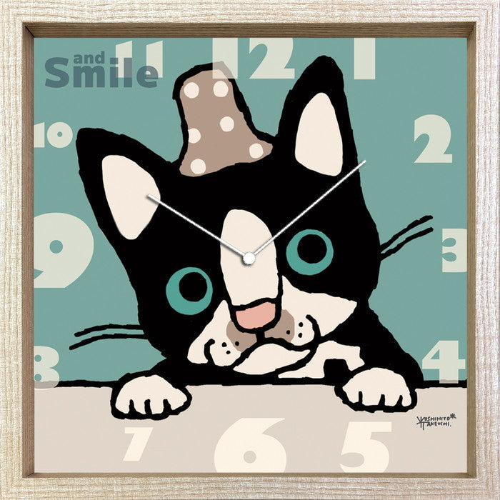 タクウチ ヨシヒト クロック ネコ Yoshihito Takeuchi CLOCK ネコ 320x320x55 snw-cac-53817の画像