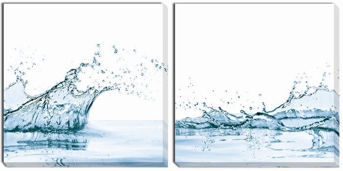 アート パネル ウォータースプラッシュ 2枚セット Art Panel water splash with reflection,isolated(2枚セット） 700x700x40 x2枚set snw-iap-52786の画像