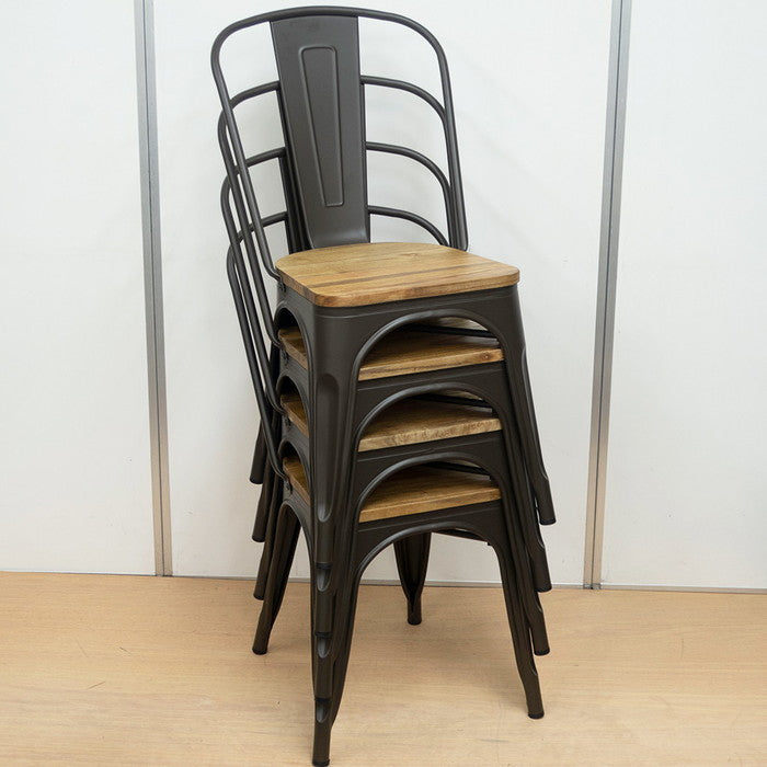 メタルチェア ウッド スタッキング ブルックリン インダストリアル W440×D510×H840 SH440 sun-6586344s1の画像