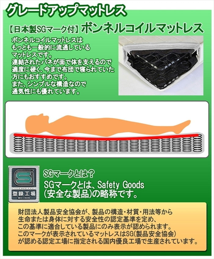 棚照明付フロアベッド ダブル SGマーク付国産ボンネルコイルスプリングマットレス付 to-10-190-d-10816b