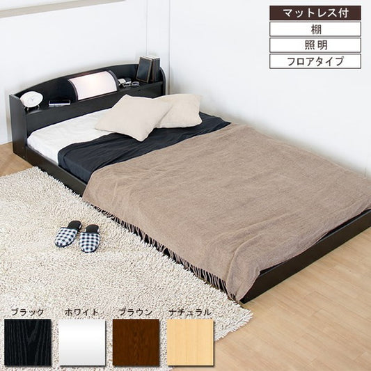 棚照明付フロアベッド セミシングル SGマーク付国産天然ラテックス入ポケットコイルスプリングマットレス付 to-10-190-ss-108678の画像