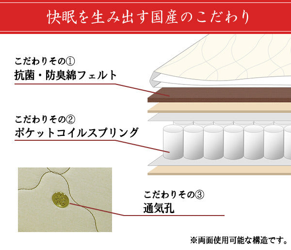 棚 コンセント 照明付フロアベッド ダブル SGマーク付国産ポケットコイルスプリングマットレス付 to-10-268-d-108618