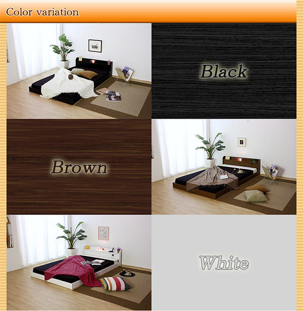 棚 コンセント 照明付フロアベッド ワイドキング280 SGマーク付国産ポケットコイルスプリングマットレス付 to-10-268-wk280-108618の画像